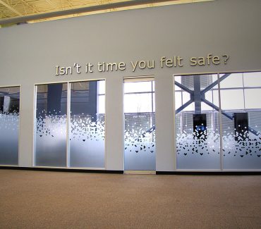 Fasara patterned window film in office windows
