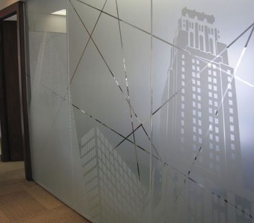 Fasara printed and patterened on office windows